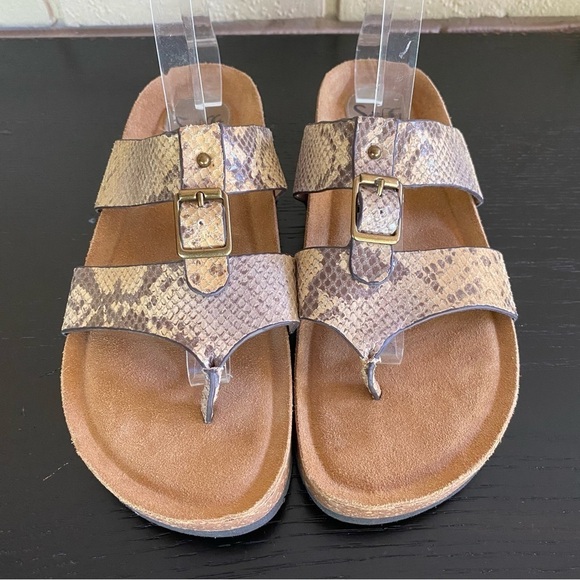 NEW Sofft Sandals Womens 10 Bettina Two Straps Leather Snakeskin Casual Comfort - Picture 3 of 7